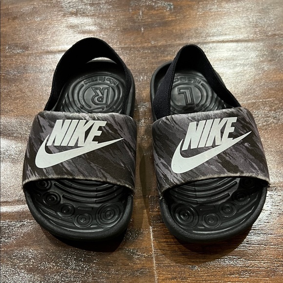 Nike Kawa Toddler Black Grey Camo Soft Strap Slides Sandals 6c - Picture 3 of 7